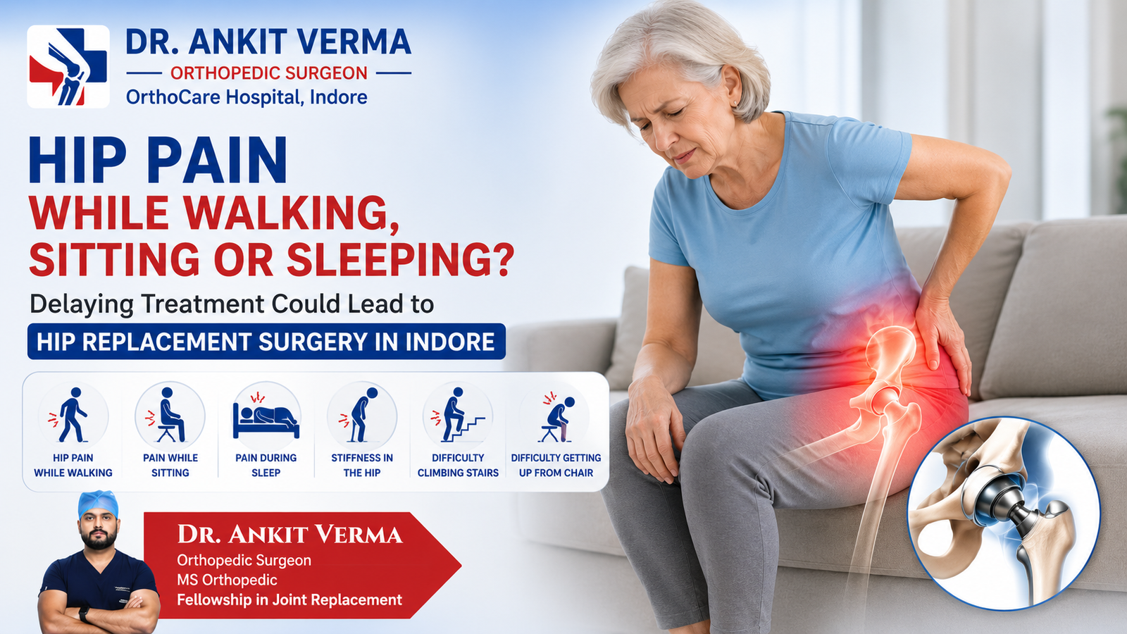 Hip Pain While Walking, Sitting or Sleeping? Delaying Treatment Could Lead to Hip Replacement Surgery in Indore